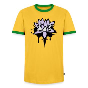 abstraktes Lotos Blüten Seerosen Graffiti - Männer Kontrast-T-Shirt - Gelb/Grün  - Vorne - AI Model Female 172 light (172cm) & AI Model Male 178 dark (178cm)