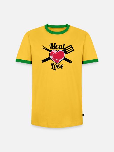 Meat Love - Männer Kontrast-T-Shirt - Gelb/Grün 