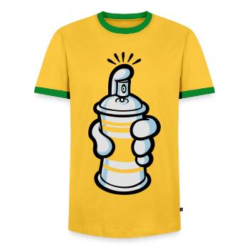 Cartoon paint spray - Men's Ringer Shirt - yellow/green  - Front - AI Model Female 172 light (172cm) & AI Model Male 178 dark (178cm)