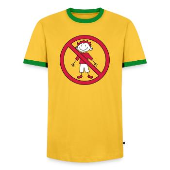 forbidden sign zone no child painted scribble com - Men's Ringer Shirt - yellow/green  - Front - AI Model Female 172 light (172cm) & AI Model Male 178 dark (178cm)