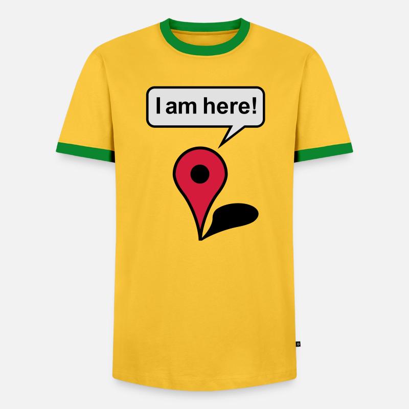 I am here! Google Maps - Men's Ringer Shirt - yellow/green 