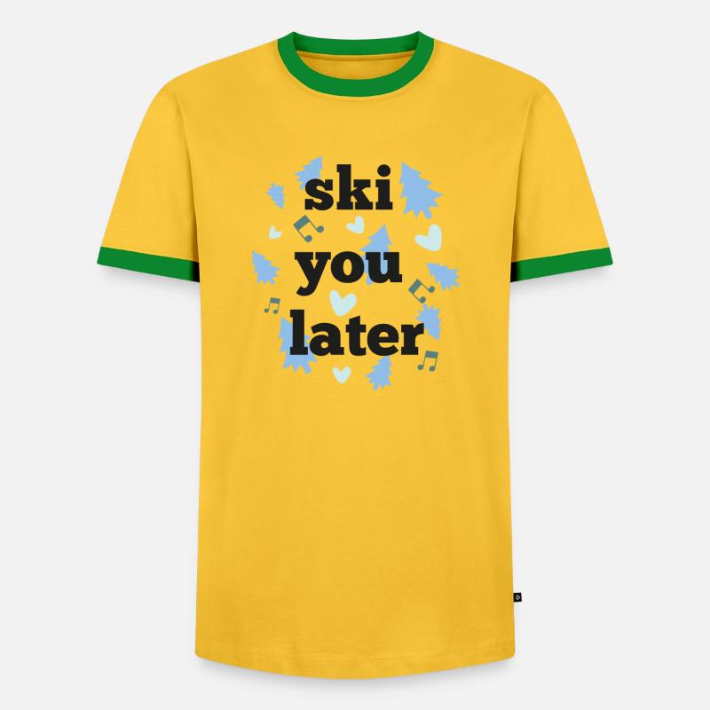 Ski dich später - Männer Kontrast-T-Shirt - Gelb/Grün 