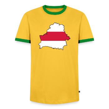 Silhouette de Biélorussie - T-shirt contrasté Homme - jaune/vert  - Devant - AI Model Female 172 light (172cm) & AI Model Male 178 dark (178cm)