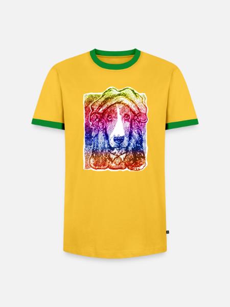 Hund-Dame mit Haube (Regenbogen) - Männer Kontrast-T-Shirt - Gelb/Grün 