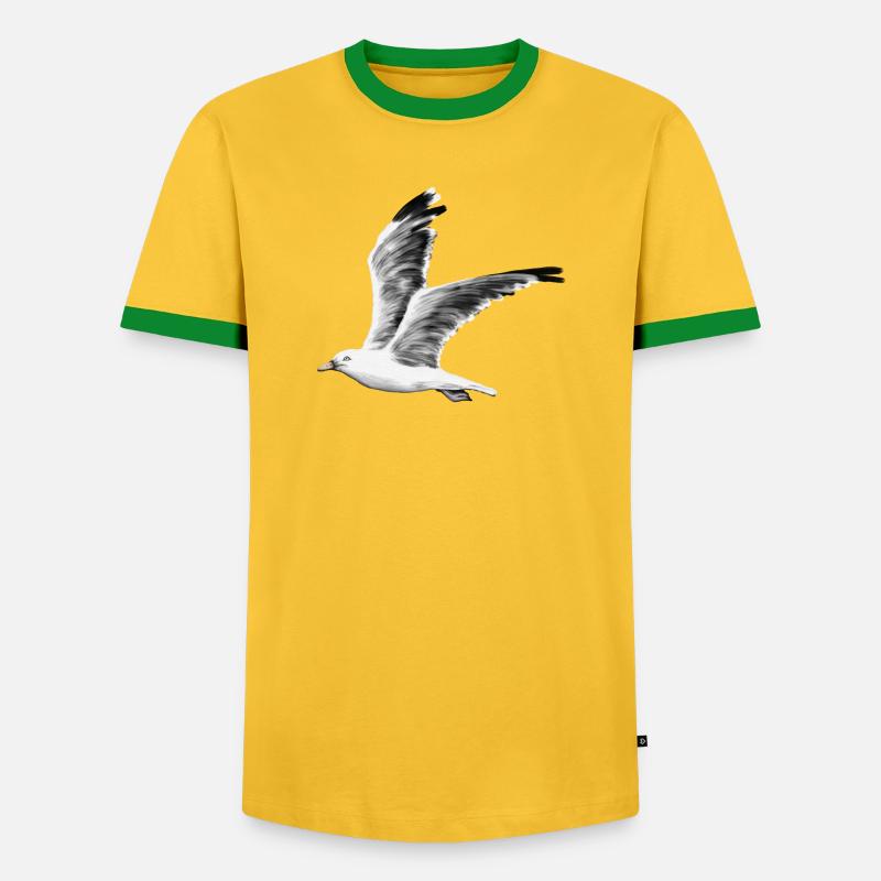 Möwe - Männer Kontrast-T-Shirt - Gelb/Grün