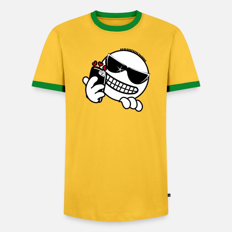 Hacker mit Telefon - Männer Kontrast-T-Shirt - Gelb/Grün 