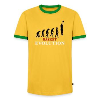 Basket Evolution Sport und Humor 3c - Männer Kontrast-T-Shirt - Gelb/Grün  - Vorne - AI Model Female 172 light (172cm) & AI Model Male 178 dark (178cm)