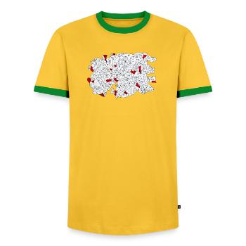 I Do It My Way - Men's Ringer Shirt - yellow/green  - Front - AI Model Female 172 light (172cm) & AI Model Male 178 dark (178cm)