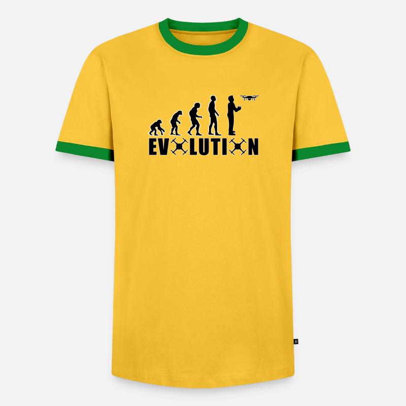 EVOLUTION DROHNE Geschenk Bodenpilot Fliegen - Männer Kontrast-T-Shirt - Gelb/Grün 