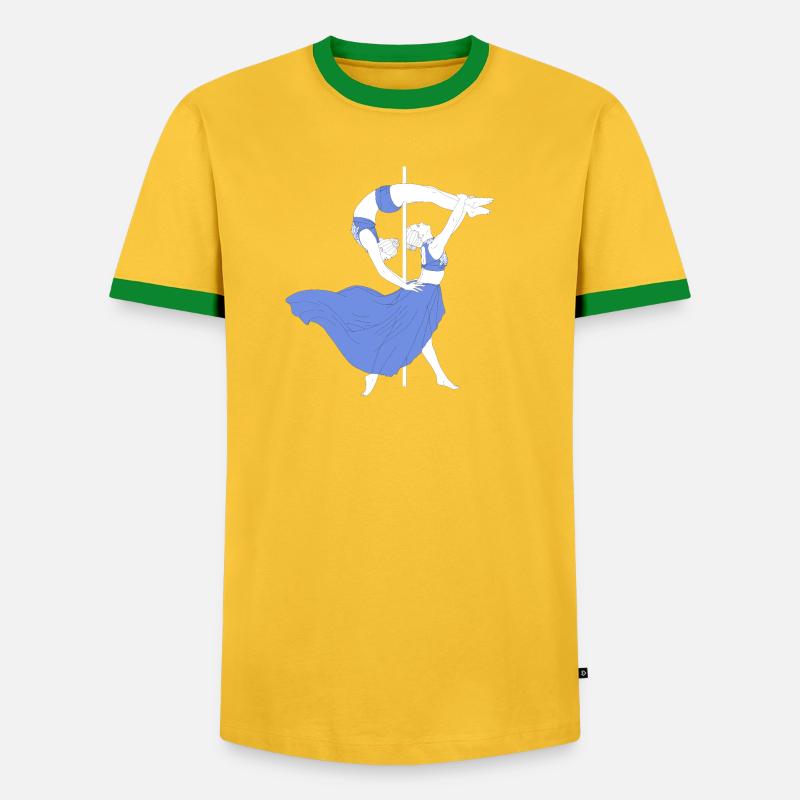 Pole Dance Blue Impression - Men's Ringer Shirt - yellow/green 