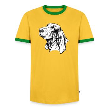 Bracco Italiano Portrait - Men's Ringer Shirt - yellow/green  - Front - AI Model Female 172 light (172cm) & AI Model Male 178 dark (178cm)