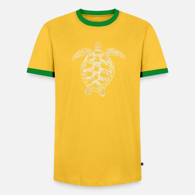 Turtle white2 - Men's Ringer Shirt - yellow/green 