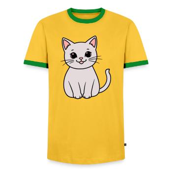 chaton gris - T-shirt contrasté Homme - jaune/vert  - Devant - AI Model Female 172 light (172cm) & AI Model Male 178 dark (178cm)