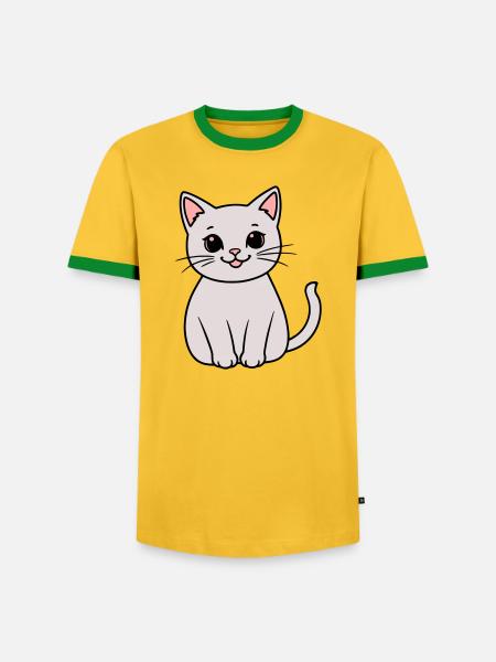 gray kitten - Men's Ringer Shirt - yellow/green 