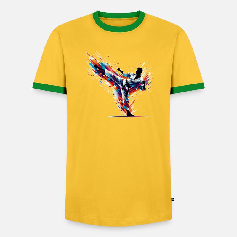Karate Explosion - Männer Kontrast-T-Shirt - Gelb/Grün 
