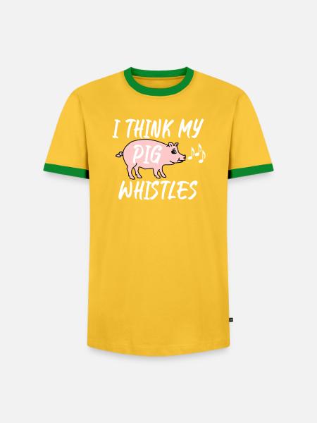 I think my pig whistles - Men's Ringer Shirt - yellow/green