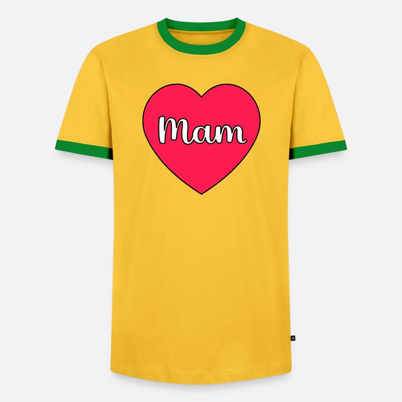 Mama Hart - Männer Kontrast-T-Shirt - Gelb/Grün 