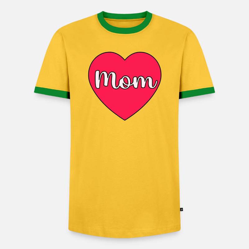 Mama Herz - Männer Kontrast-T-Shirt - Gelb/Grün 