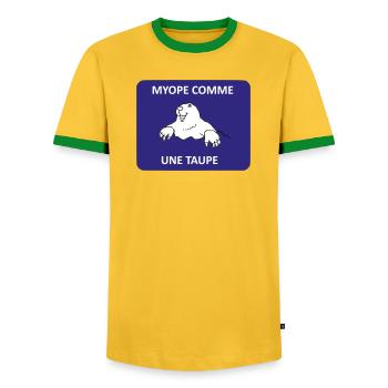 Short-sighted as a mole - Men's Ringer Shirt - yellow/green  - Front - AI Model Female 172 light (172cm) & AI Model Male 178 dark (178cm)