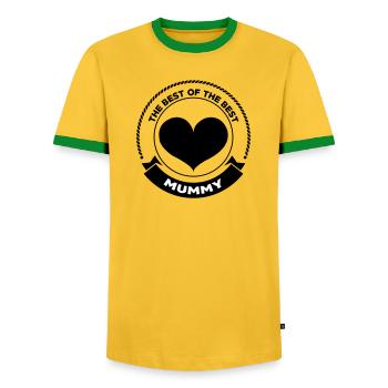 Beste Mama - Muttertag - Männer Kontrast-T-Shirt - Gelb/Grün  - Vorne - AI Model Female 172 light (172cm) & AI Model Male 178 dark (178cm)