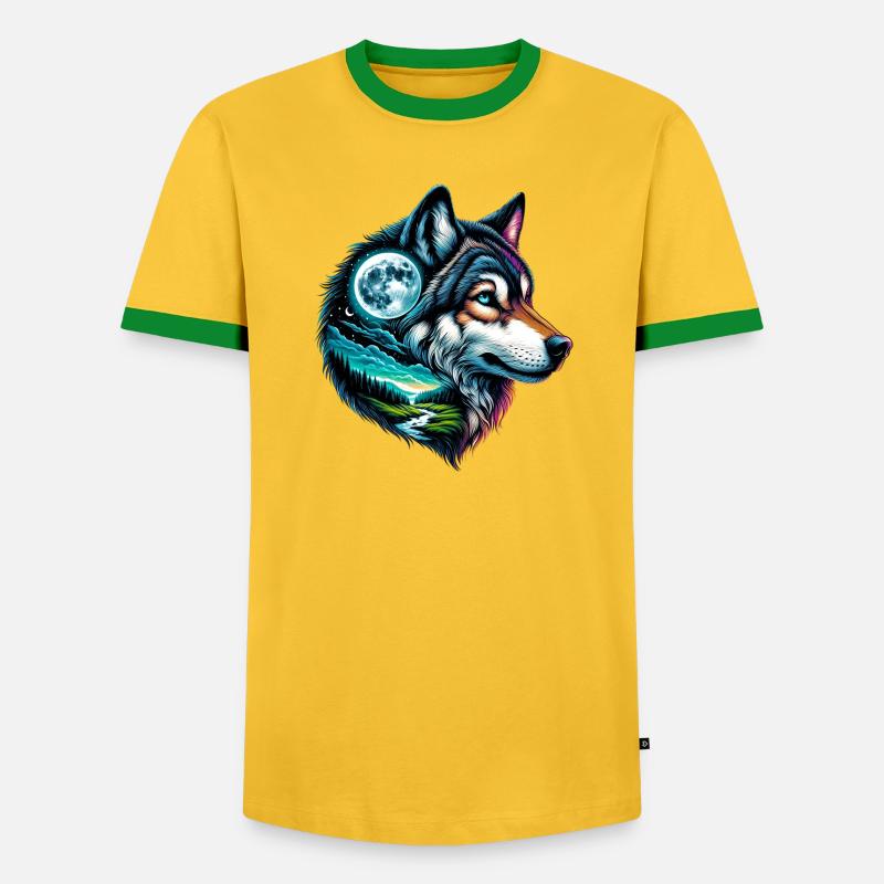 Wolf - Men's Ringer Shirt - yellow/green