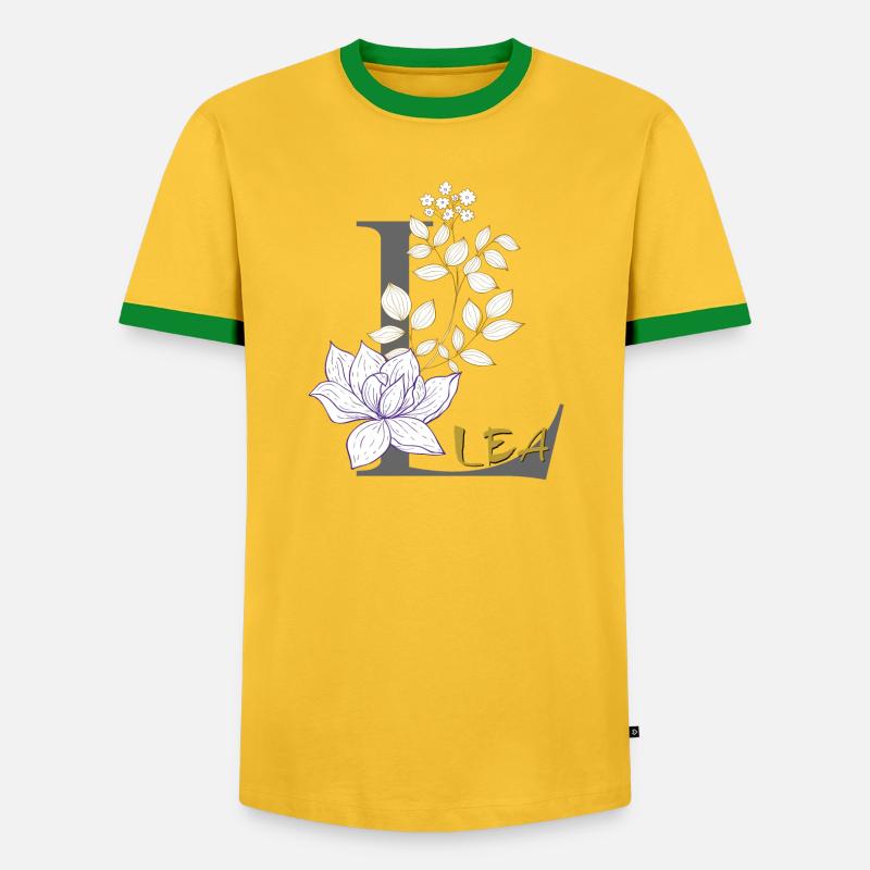 Buchstabe L Initiale Lea - Männer Kontrast-T-Shirt - Gelb/Grün 