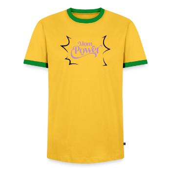 Mom power - T-shirt contrasté Homme - jaune/vert  - Devant - AI Model Female 172 light (172cm) & AI Model Male 178 dark (178cm)
