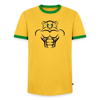 Alpha Aries Deluxe - Männer Kontrast-T-Shirt - Gelb/Grün  - Vorne - AI Model Female 172 light (172cm) & AI Model Male 178 dark (178cm)