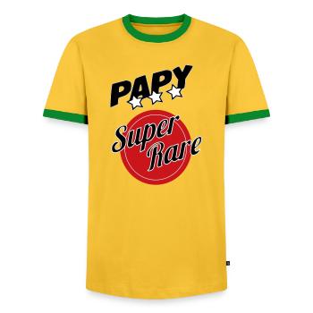 Super rare grandpa - Men's Ringer Shirt - yellow/green  - Front - AI Model Female 172 light (172cm) & AI Model Male 178 dark (178cm)