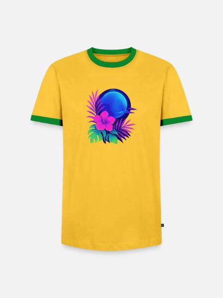 Neon Tropic Moon - Men's Ringer Shirt - yellow/green