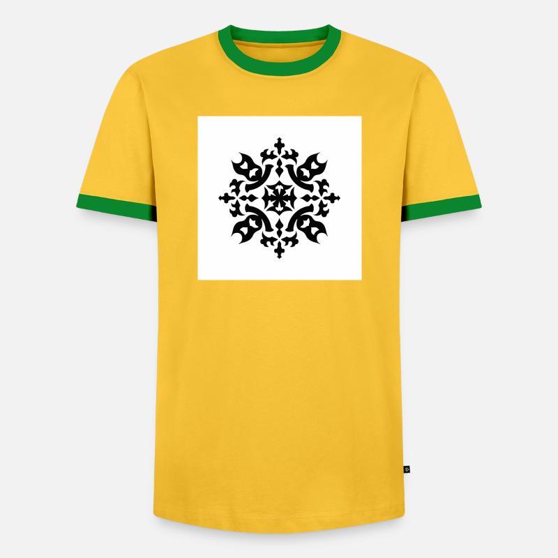 Intricate Black Snowflake Pattern - Men's Ringer Shirt - yellow/green