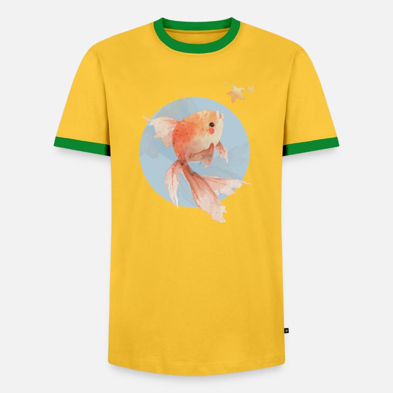 Goldfisch mit Weitblick - Männer Kontrast-T-Shirt - Gelb/Grün
