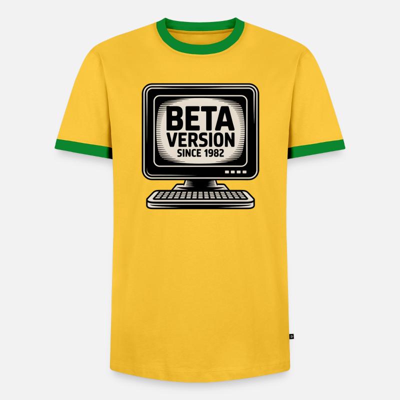 Retro Computer Beta Version Design - Männer Kontrast-T-Shirt - Gelb/Grün 