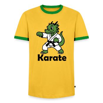 Karaté Dragon - T-shirt contrasté Homme - jaune/vert  - Devant - AI Model Female 172 light (172cm) & AI Model Male 178 dark (178cm)