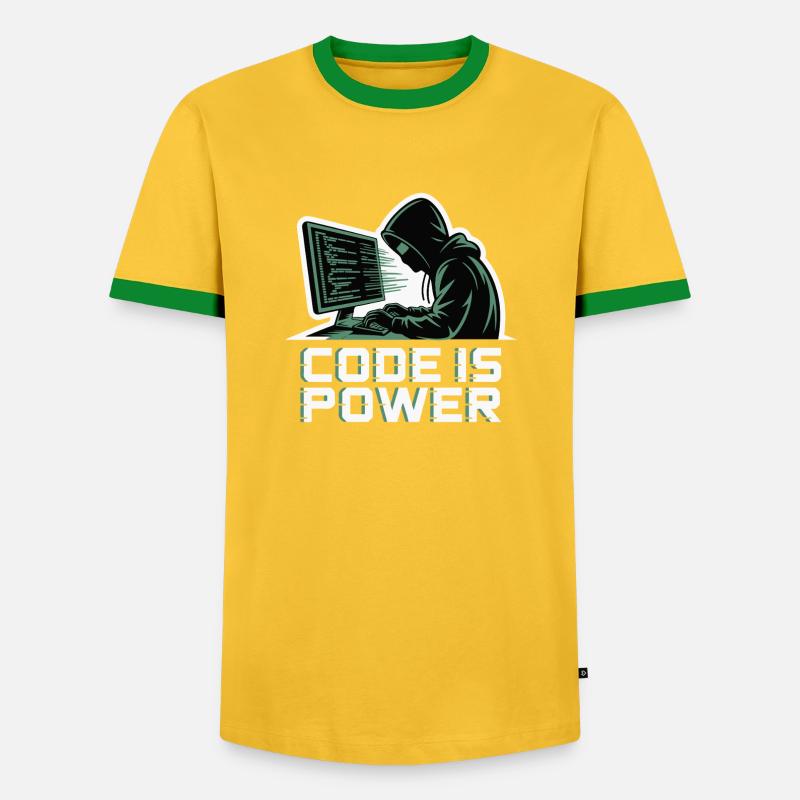 Cyber Hacker Code Infinity Design - T-shirt contrasté Homme - jaune/vert 