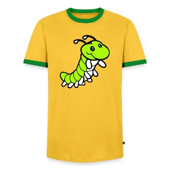 Caterpillar sweet sweet little smiles friendly happy - Men's Ringer Shirt - yellow/green  - Front - AI Model Female 172 light (172cm) & AI Model Male 178 dark (178cm)