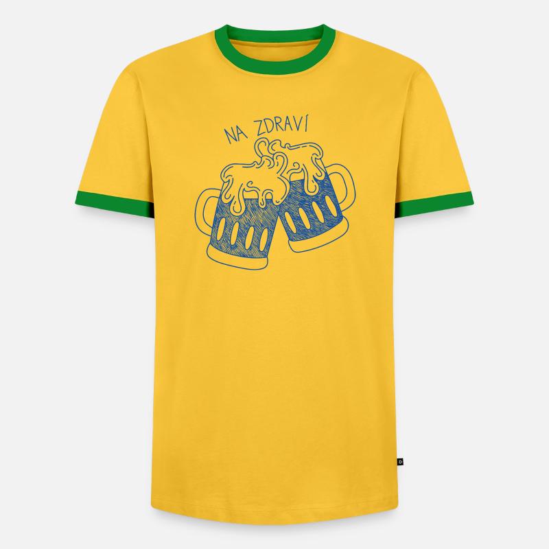 Biergläser mit Prost-Spruch - Männer Kontrast-T-Shirt - Gelb/Grün 