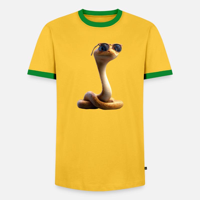 snake, python, cobra, rattlesnake, snakes - Men's Ringer Shirt - yellow/green 