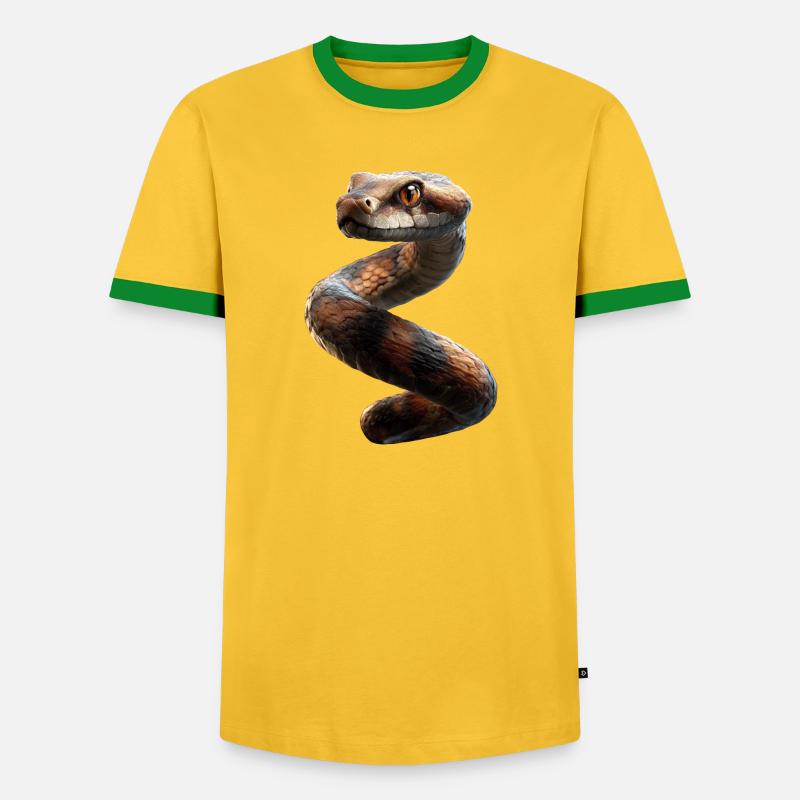 snake, python, cobra, rattlesnake, snakes - Men's Ringer Shirt - yellow/green 