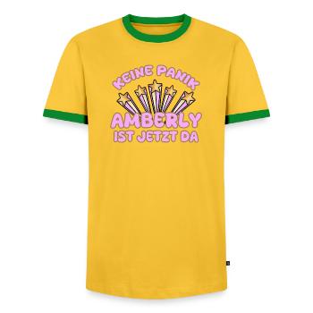 Amberly als Frauenname - Männer Kontrast-T-Shirt - Gelb/Grün  - Vorne - AI Model Female 172 light (172cm) & AI Model Male 178 dark (178cm)