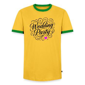Fête de mariage Fête de mariage - T-shirt contrasté Homme - jaune/vert  - Devant - AI Model Female 172 light (172cm) & AI Model Male 178 dark (178cm)