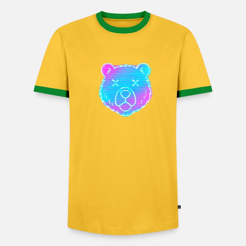 Neon Bear Head Gradient - Men's Ringer Shirt - yellow/green 