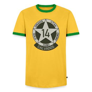Insigne Militaire Calvados 14 - T-shirt contrasté Homme - jaune/vert  - Devant - AI Model Female 172 light (172cm) & AI Model Male 178 dark (178cm)