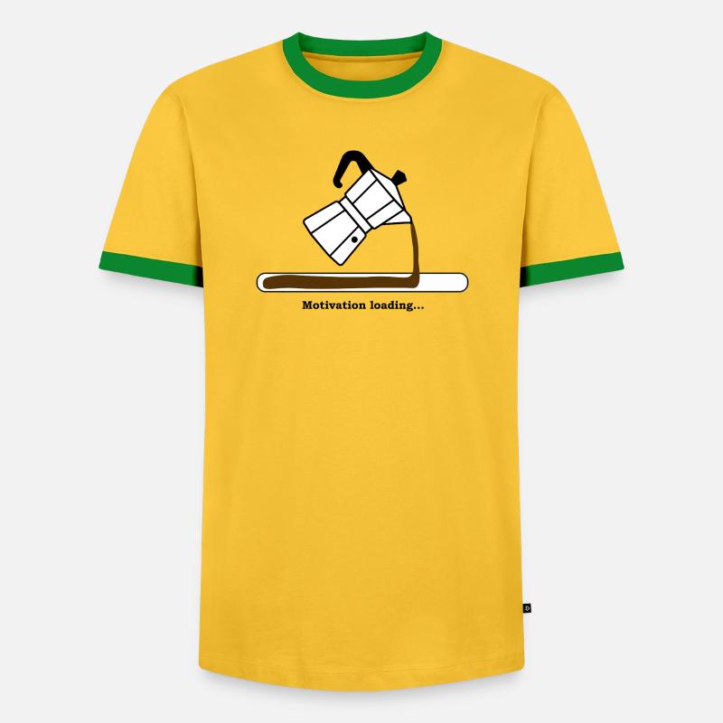 Motivation Loading mit Kaffee - Männer Kontrast-T-Shirt - Gelb/Grün