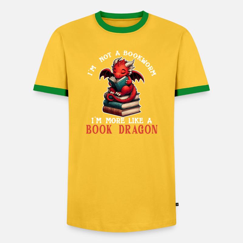 Dragon Book Reader - Männer Kontrast-T-Shirt - Gelb/Grün 
