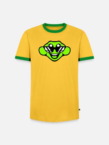 frog toad cool sunglasses laughing happy cute - Men's Ringer Shirt - yellow/green 