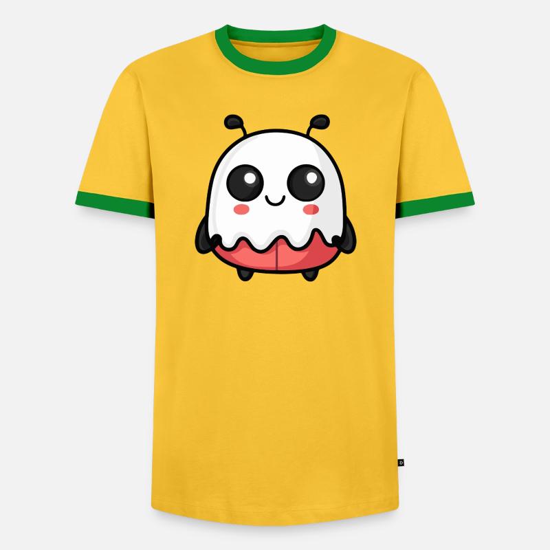 Ladybug Halloween Ghost - Men's Ringer Shirt - yellow/green 