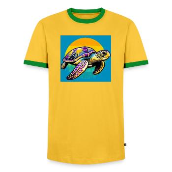 tortue - T-shirt contrasté Homme - jaune/vert  - Devant - AI Model Female 172 light (172cm) & AI Model Male 178 dark (178cm)