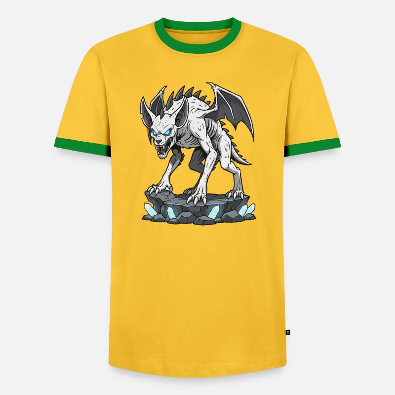 Chupacabra Dämonenwolf - Männer Kontrast-T-Shirt - Gelb/Grün 
