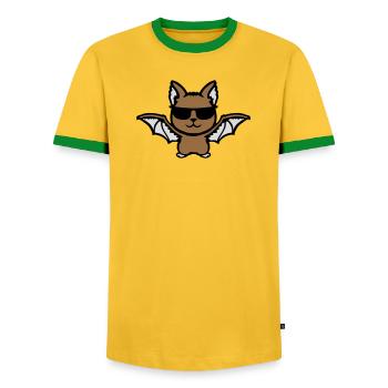 Cute Bat Sunglasses Cool Halloween Funny - Men's Ringer Shirt - yellow/green  - Front - AI Model Female 172 light (172cm) & AI Model Male 178 dark (178cm)